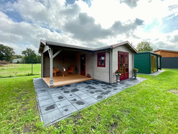 Holz-Gartenhaus H28-3046+300FS-DT-ET-EF - Gartenhaus Herkommer