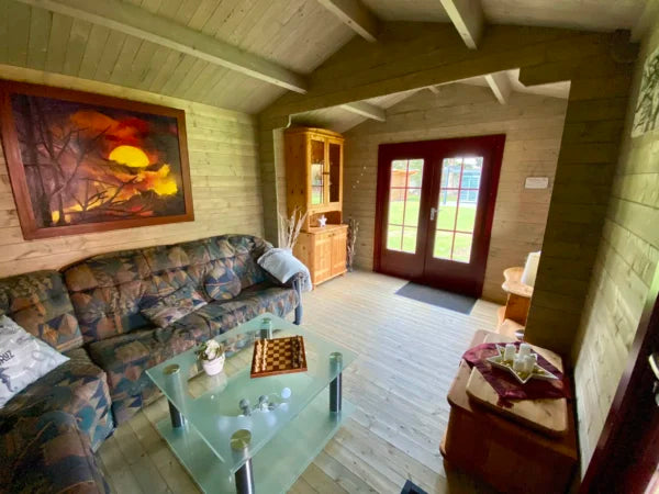 Holz-Gartenhaus H28-3046+300FS-DT-ET-EF - Gartenhaus Herkommer