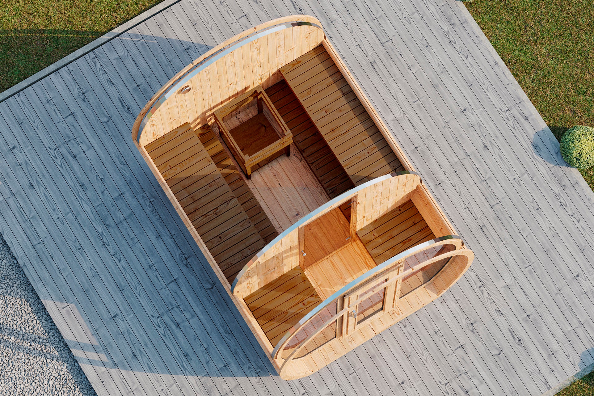 Gartensauna Sena 2333 Bausatz mit schwarzen Dachschindeln