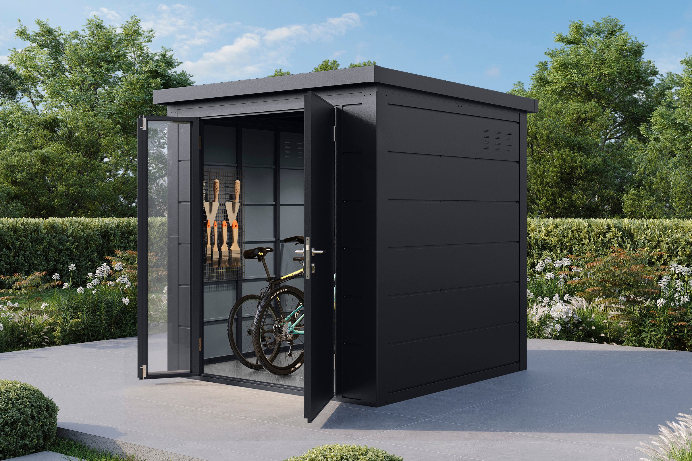 Metall-Gartenhaus / Gerätehaus Ulrik 2020 Anthrazit/Felsgrau - Gartenhaus Herkommer