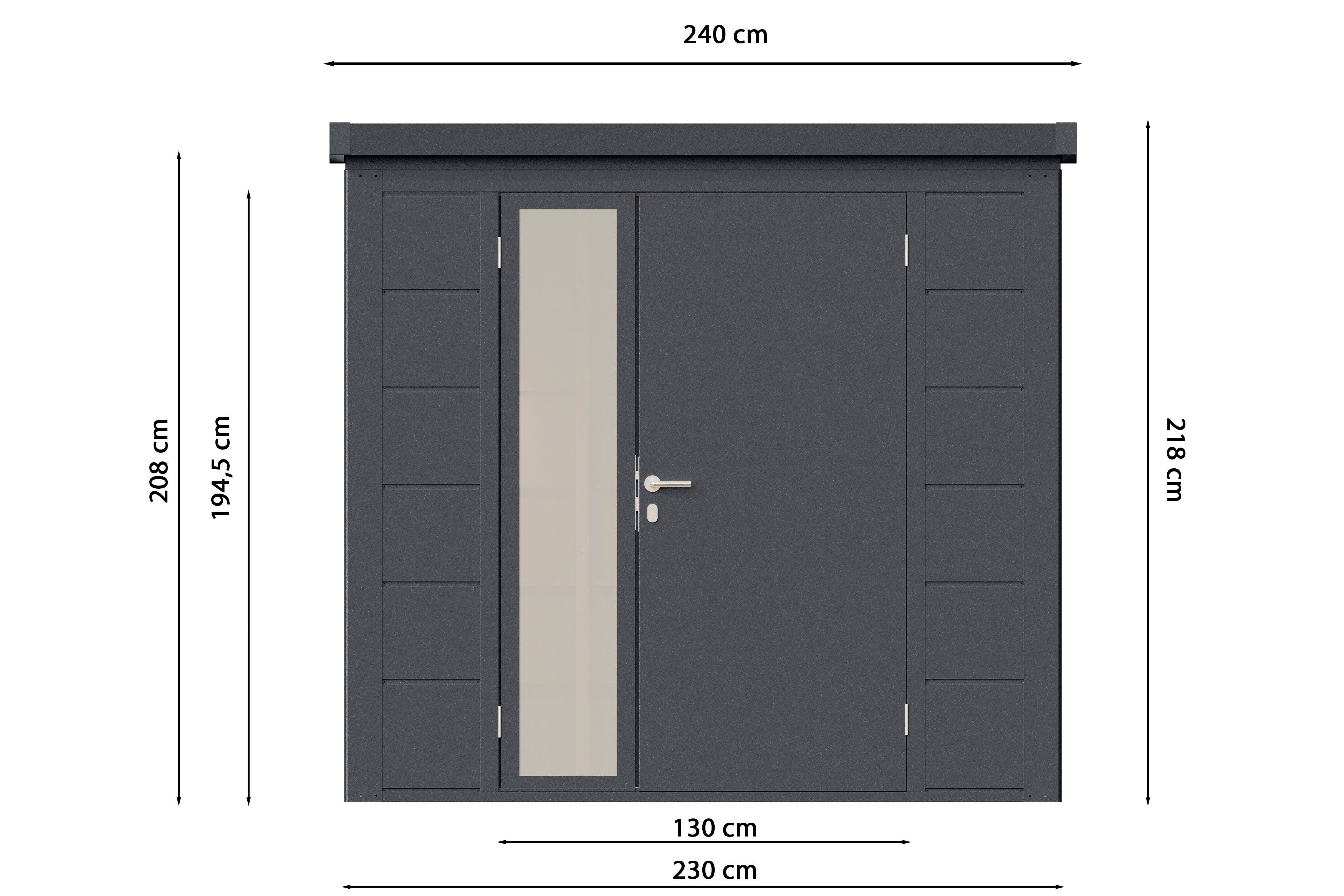 Metall-Gartenhaus / Gerätehaus Ulrik 2320 Anthrazit/Felsgrau - Gartenhaus Herkommer