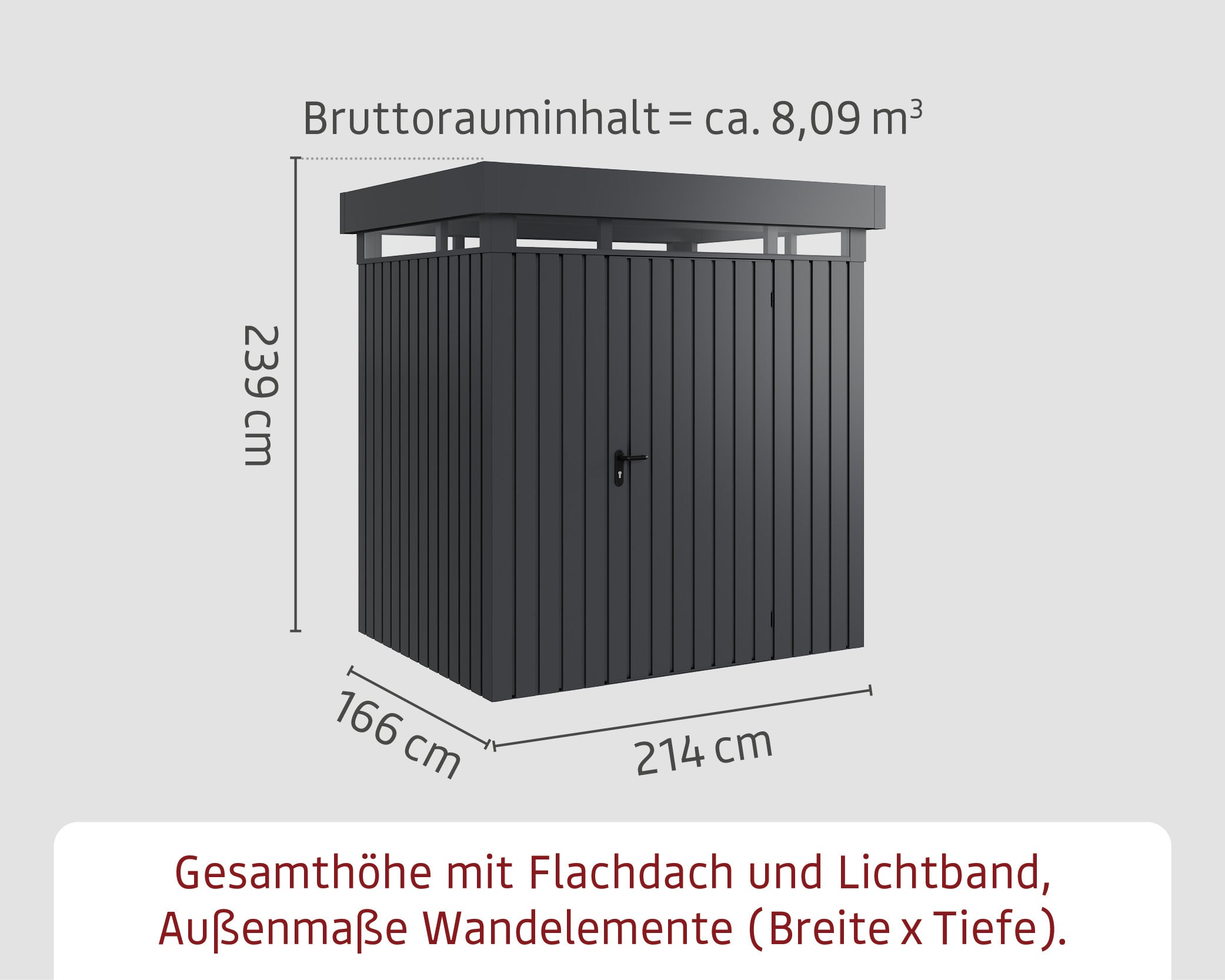 Metall-Gartenhaus / Gerätehaus Zuluna ZFD-4-LB-ET Anthrazit / Graualuminium - Gartenhaus Herkommer