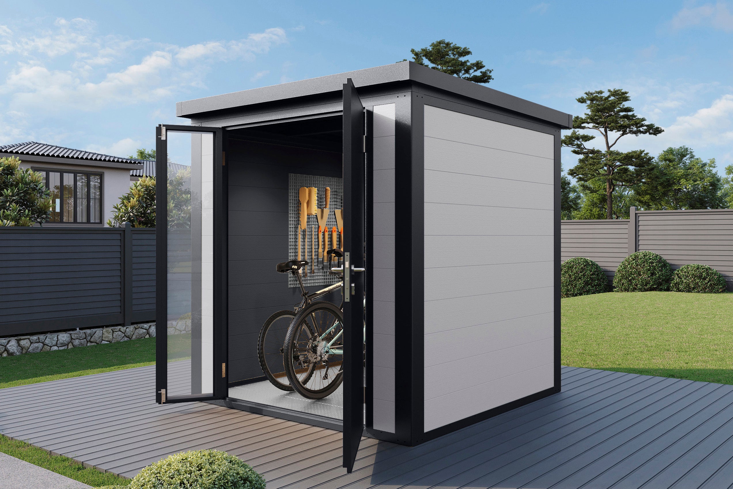 WPC-Gartenhaus / Gerätehaus Asger 2020 19 Anthrazit/Hellgrau - Gartenhaus Herkommer