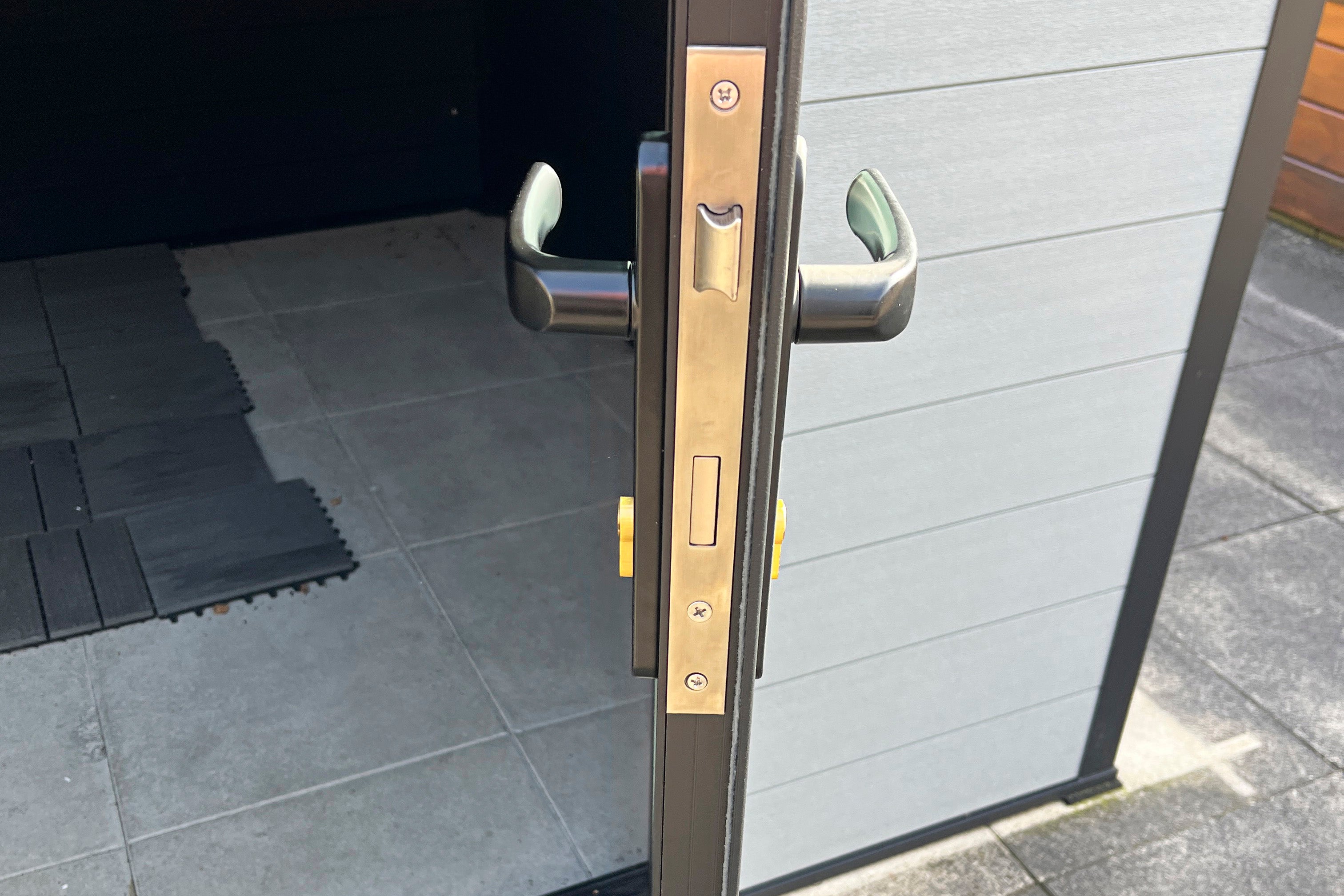 WPC-Gartenhaus / Gerätehaus Tona 6030 28 Anthrazit/Hellgrau