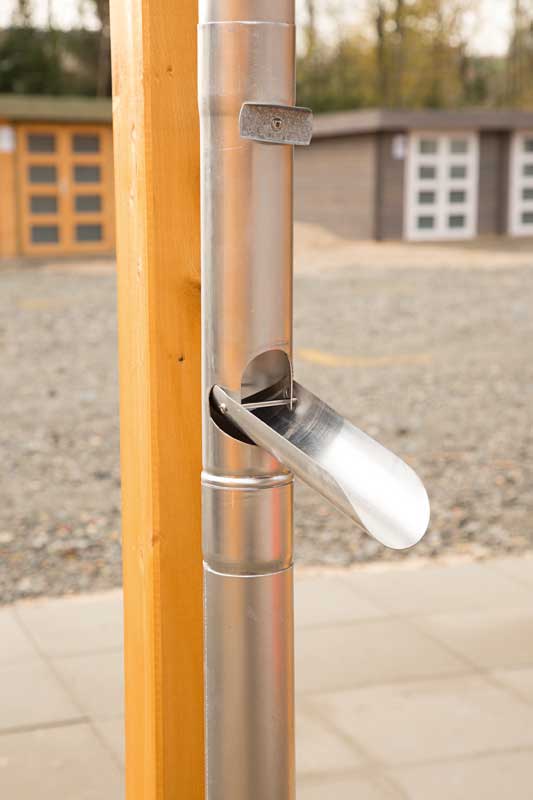 Dachrinne Alu rund Satteldach bis 400 cm mit 2 Fallrohren - Gartenhaus Herkommer