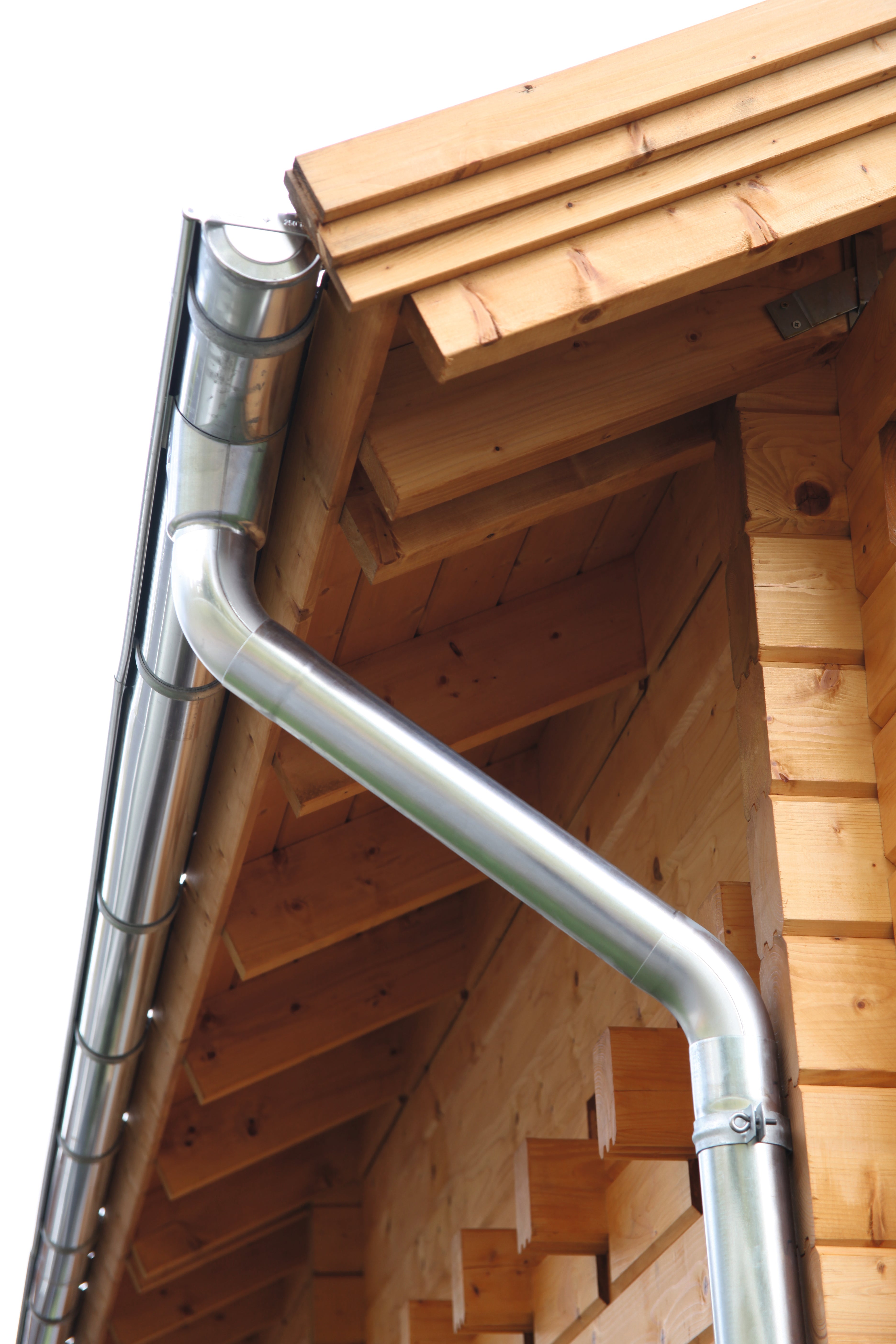 Dachrinne Alu rund Satteldach bis 400 cm mit 2 Fallrohren - Gartenhaus Herkommer