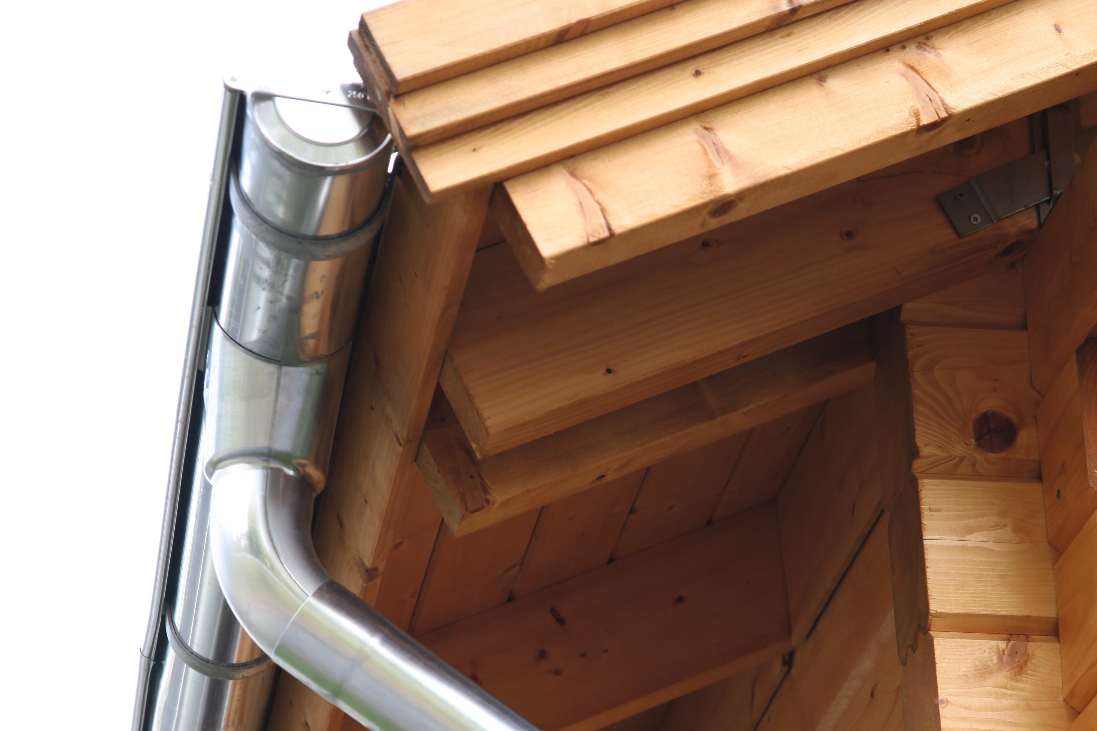 Dachrinne Alu rund Satteldach bis 400 cm mit 2 Fallrohren - Gartenhaus Herkommer