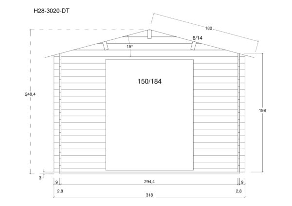 Holz-Gartenhaus / Gerätehaus H28-3020-DT - Gartenhaus Herkommer