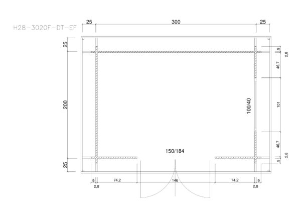Holz-Gartenhaus / Gerätehaus H28-3020F-DT-EF