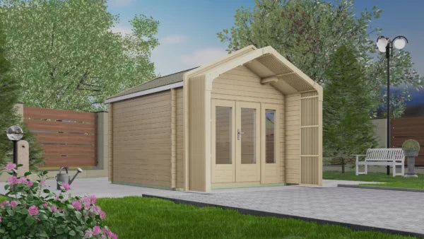 Holz-Gartenhaus Bestseller H28-3030-DT-2FT-EF - Gartenhaus Herkommer