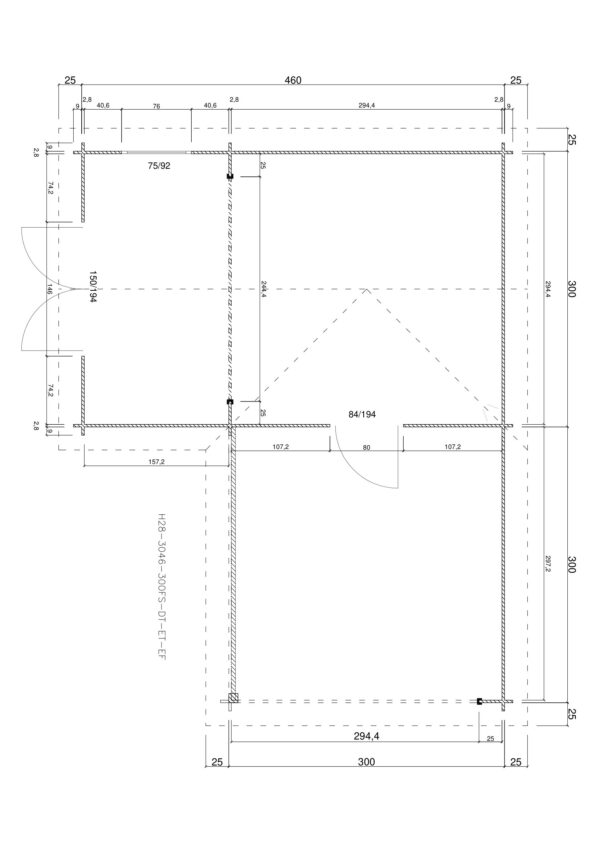 Holz-Gartenhaus H28-3046+300FS-DT-ET-EF - Gartenhaus Herkommer