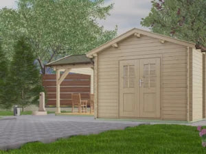 Holz-Gartenhaus H28-3046+300FS-DT-ET-EF