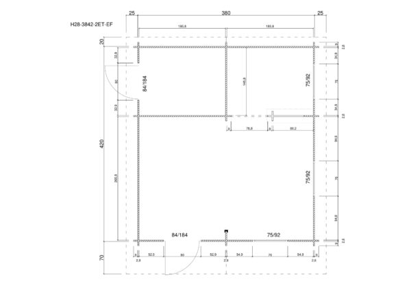Holz-Gartenhaus / Gerätehaus H28-3842-2ET-EF - Gartenhaus Herkommer