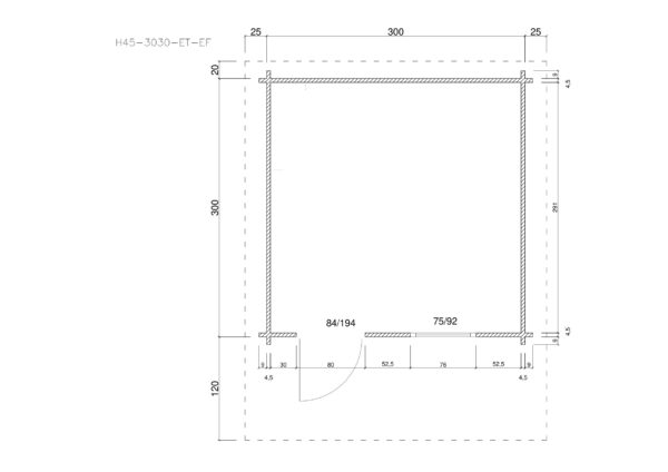 Holz-Gartenhaus / Gerätehaus H28-3020-ET-EF