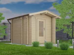 Holz-Gartensauna H58-2227+40VT-2ET-FF