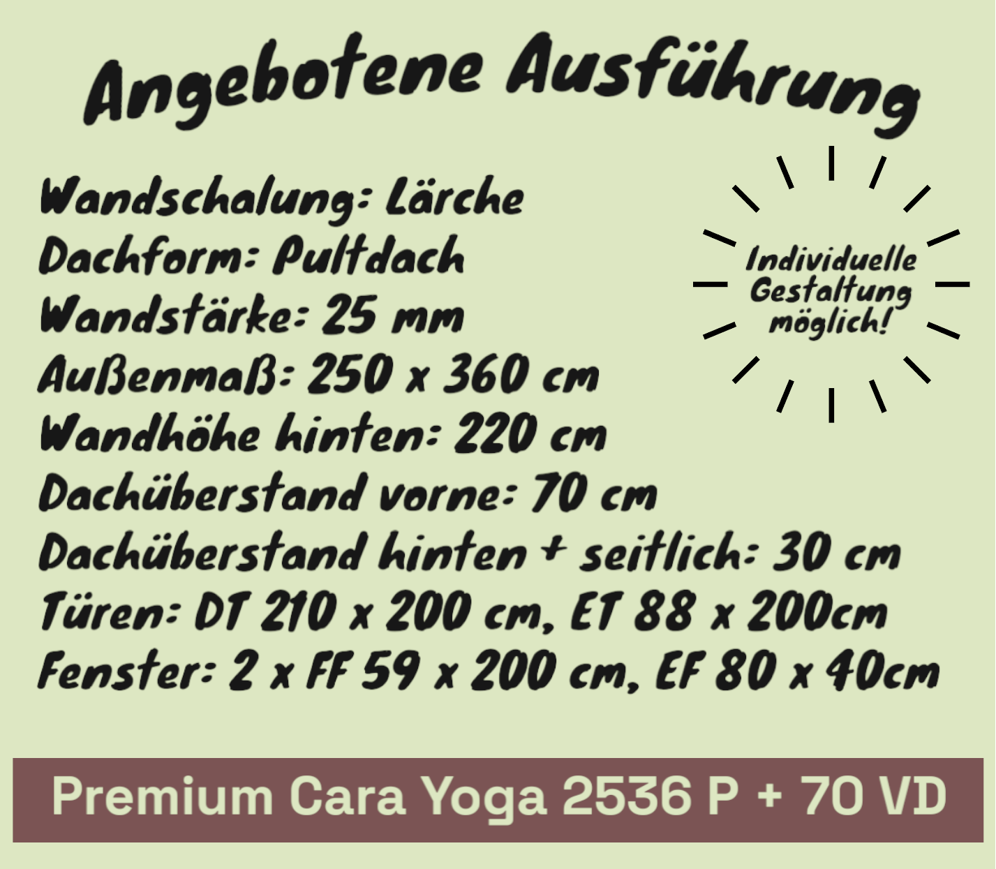 Premium Gartenhaus Cara Yoga
