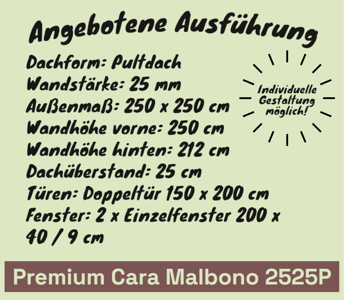 Premium Gartenhaus Cara Malbono