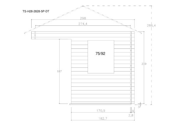 Holz-Gartenhaus TS-H28-2828-5P-DT - Gartenhaus Herkommer