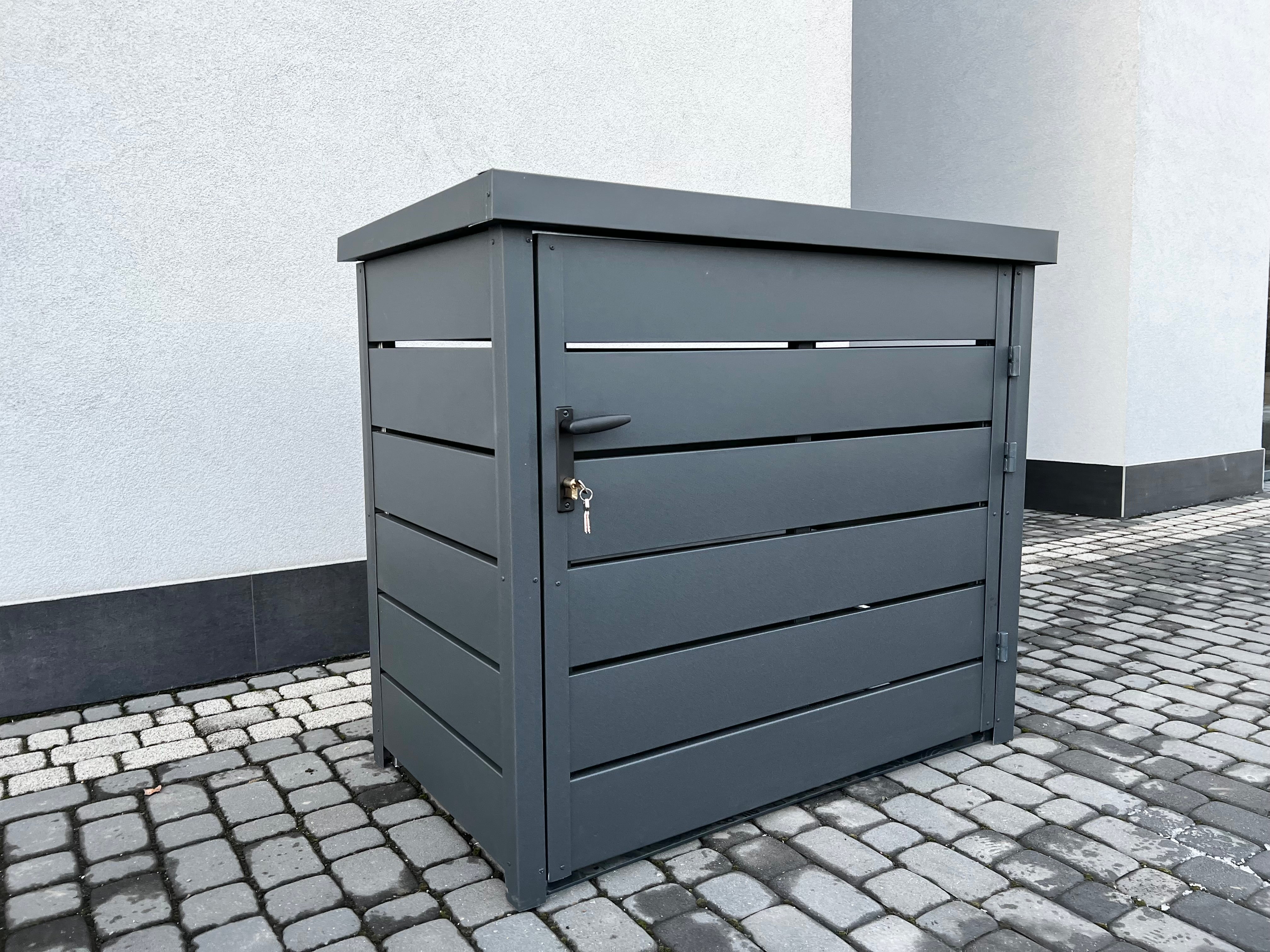 Metall-Mülltonnenbox MAFAL mit gefedertem Klappdeckel