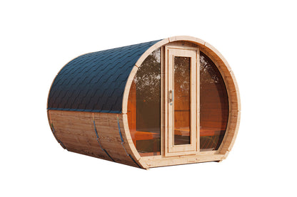 Gartensauna Sena 2333 Bausatz mit schwarzen Dachschindeln