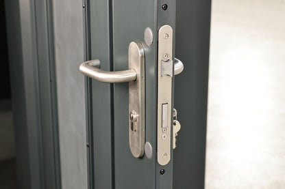 Metall-Gartenhaus / Gerätehaus Thorin 4724 Anthrazit mit Terrasse - Gartenhaus Herkommer