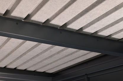 Metall-Gartenhaus / Gerätehaus Thorin 4724 Anthrazit mit Terrasse - Gartenhaus Herkommer