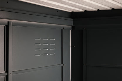 Metall-Gartenhaus / Gerätehaus Thorin 4724 Anthrazit mit Terrasse - Gartenhaus Herkommer