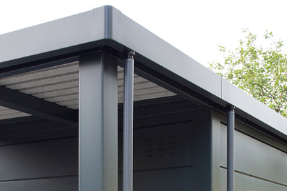 Metall-Gartenhaus / Gerätehaus Thorin 3924 Anthrazit mit Terrasse - Gartenhaus Herkommer