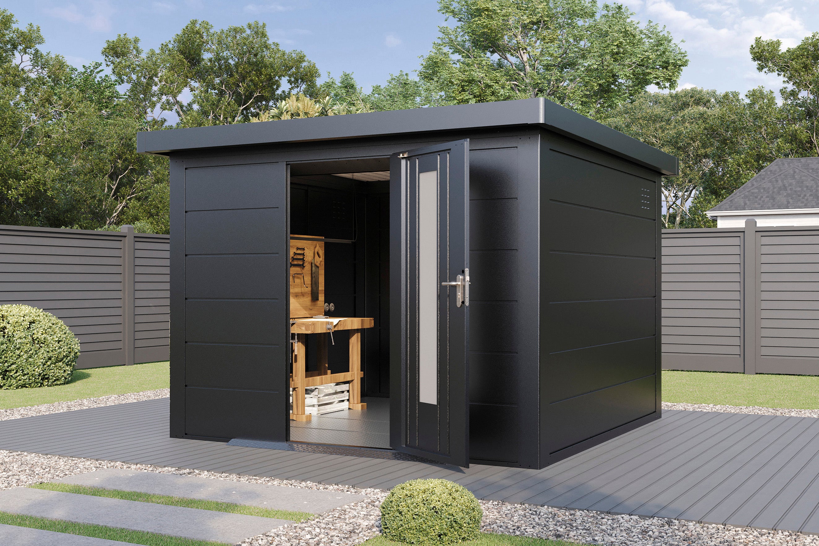 Metall-Gartenhaus / Gerätehaus Hakon 3030 Anthrazit