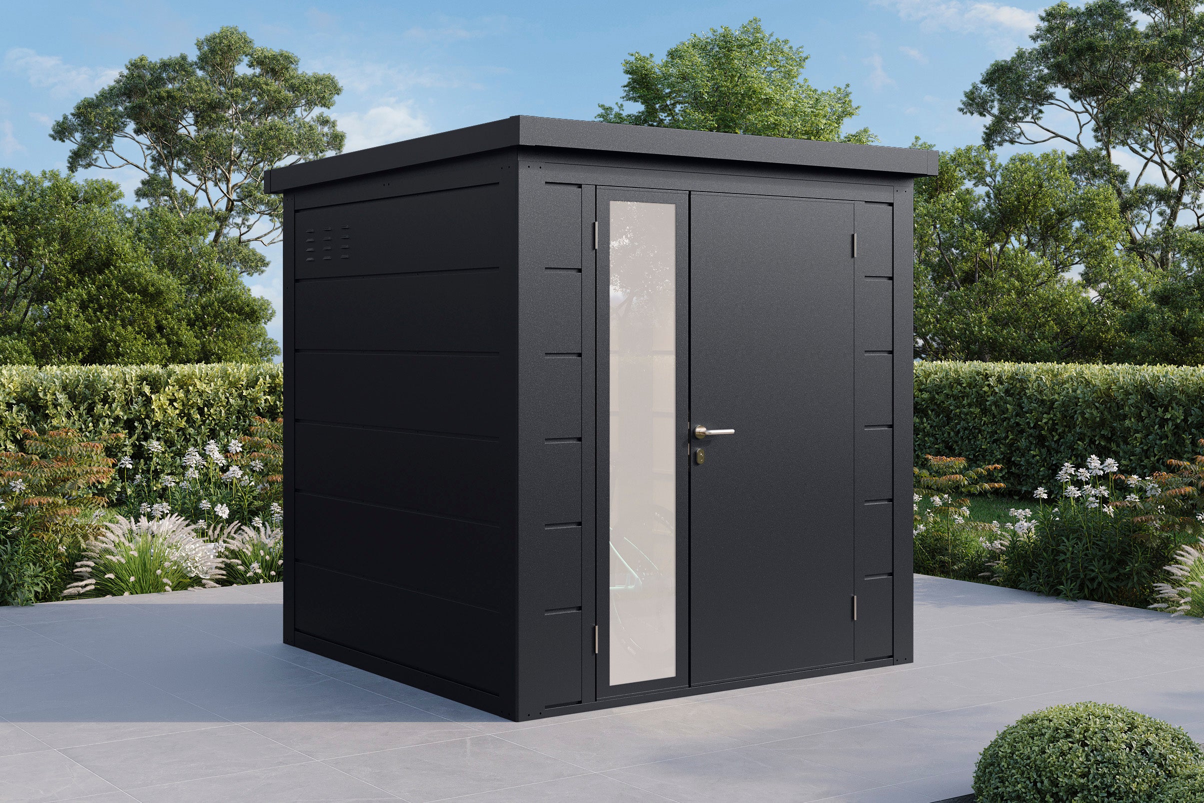 Metall-Gartenhaus / Gerätehaus Ulrik 2020 Anthrazit/Felsgrau - Gartenhaus Herkommer