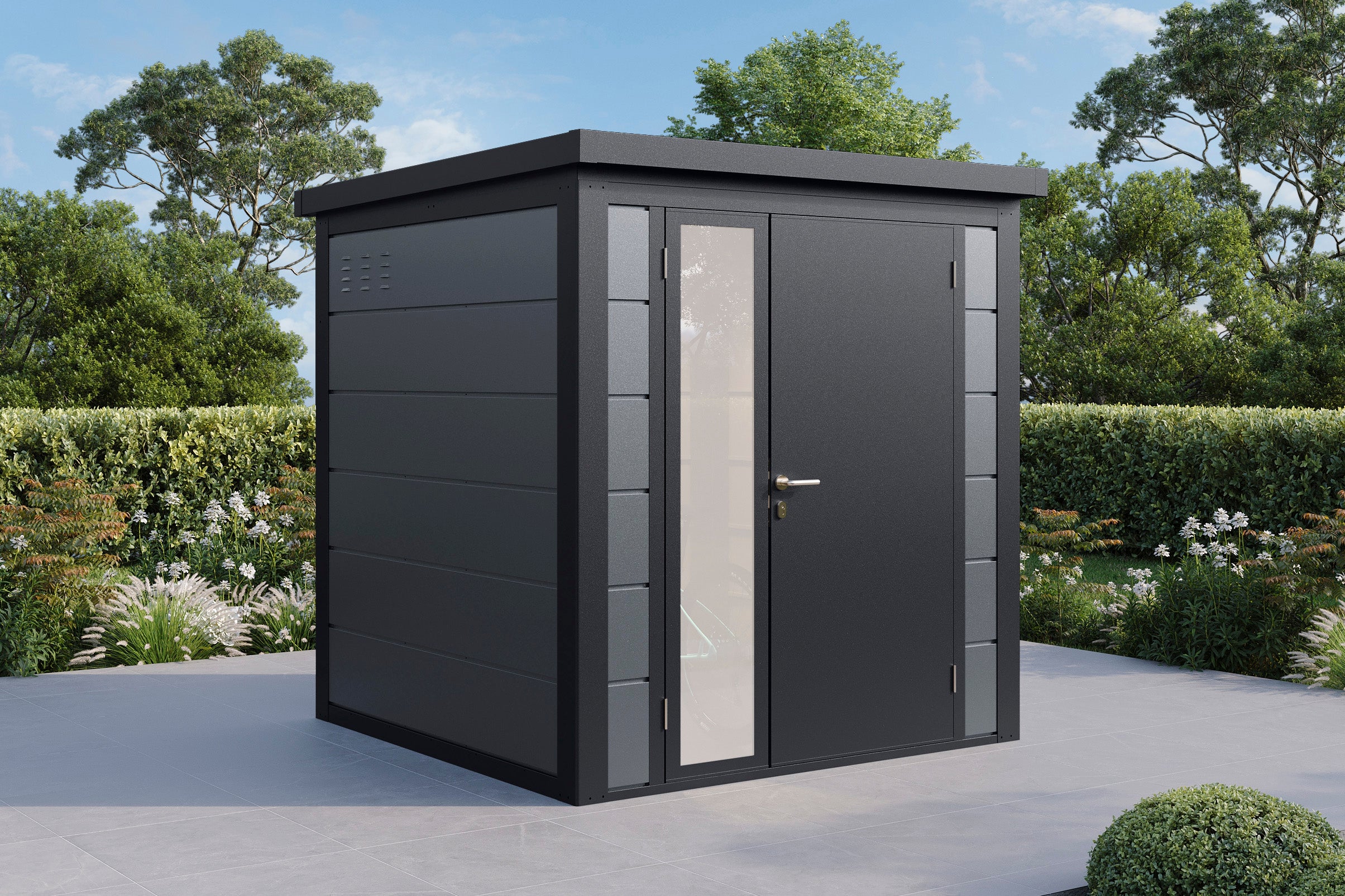 Metall-Gartenhaus / Gerätehaus Ulrik 2020 Anthrazit/Felsgrau - Gartenhaus Herkommer