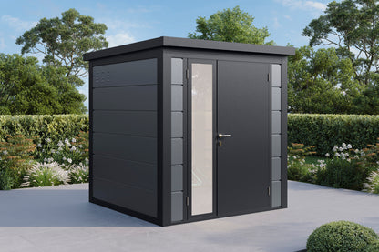 Metall-Gartenhaus / Gerätehaus Ulrik 2020 Anthrazit/Felsgrau - Gartenhaus Herkommer