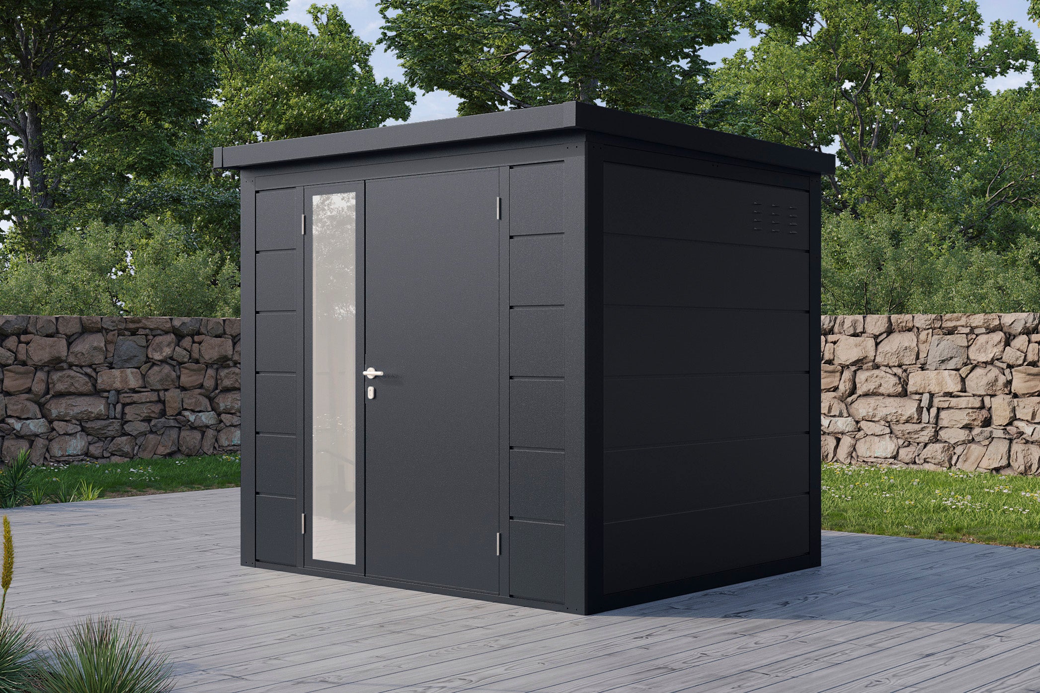 Metall-Gartenhaus / Gerätehaus Ulrik 2320 Anthrazit/Felsgrau - Gartenhaus Herkommer