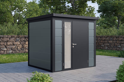 Metall-Gartenhaus / Gerätehaus Ulrik 2320 Anthrazit/Felsgrau - Gartenhaus Herkommer