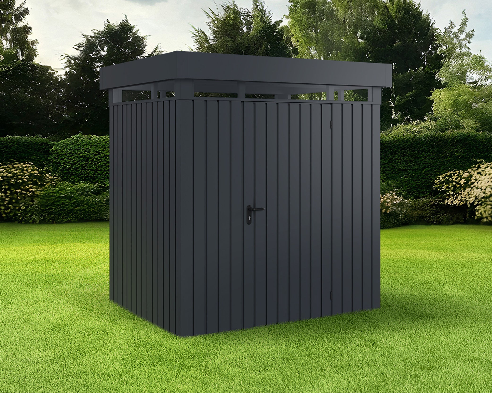 Metall-Gartenhaus / Gerätehaus Zuluna ZFD-4-LB-ET Anthrazit / Graualuminium - Gartenhaus Herkommer