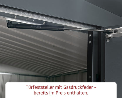 Metall-Gartenhaus / Gerätehaus Zuluna ZFD-4-LB-ET Anthrazit / Graualuminium - Gartenhaus Herkommer