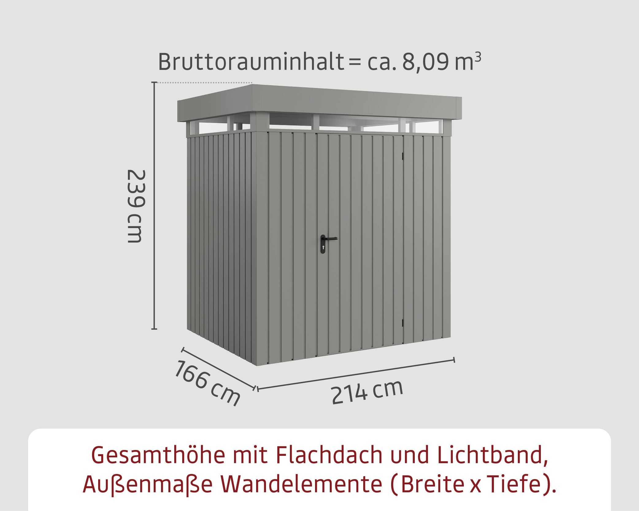 Metall-Gartenhaus / Gerätehaus Zuluna ZFD-4-LB-ET Anthrazit / Graualuminium - Gartenhaus Herkommer
