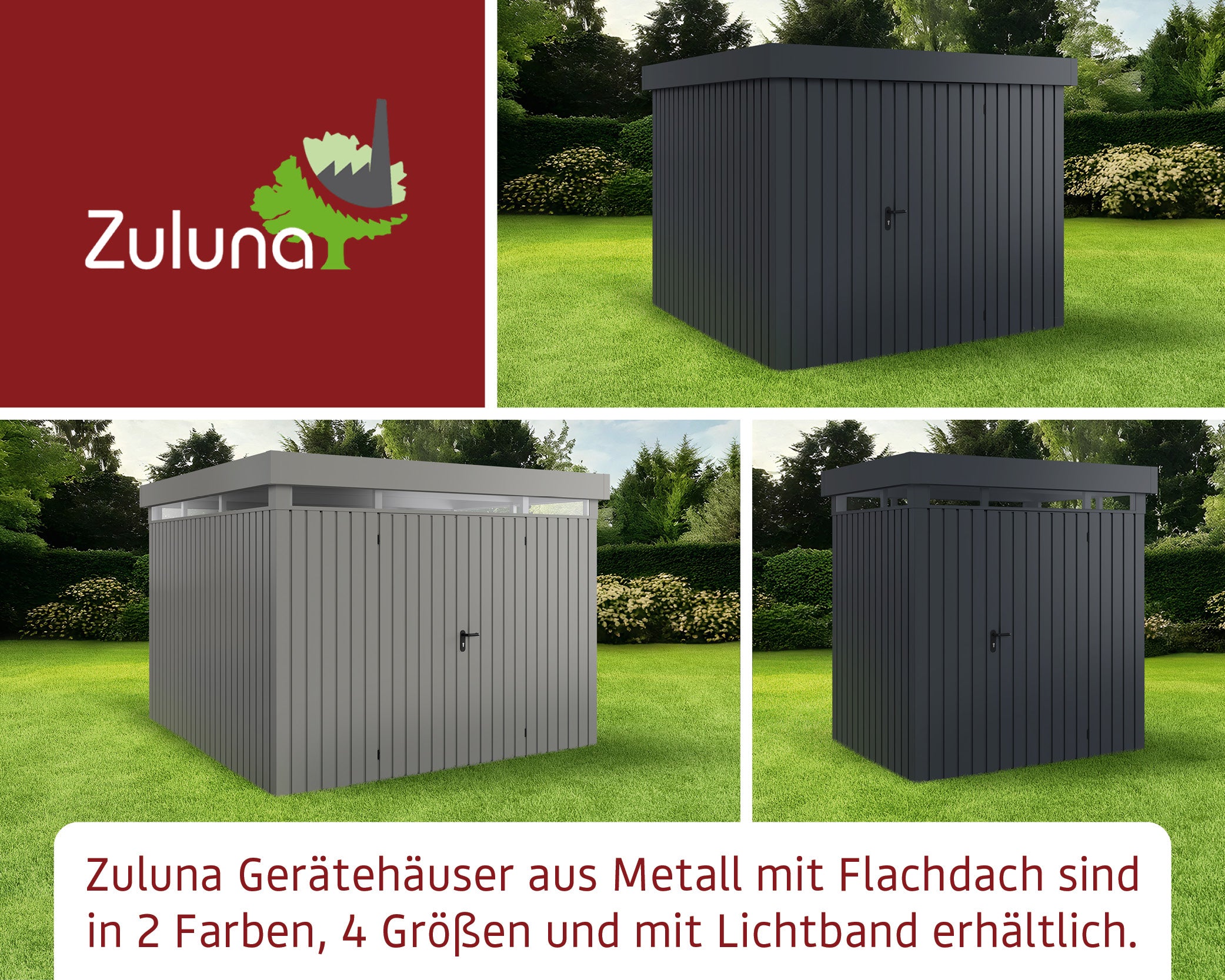 Metall-Gartenhaus / Gerätehaus Zuluna ZFD-4-LB-ET Anthrazit / Graualuminium - Gartenhaus Herkommer