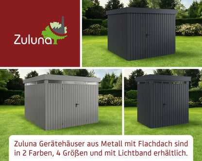 Metall-Gartenhaus / Gerätehaus Zuluna ZFD-4-LB-ET Anthrazit / Graualuminium - Gartenhaus Herkommer
