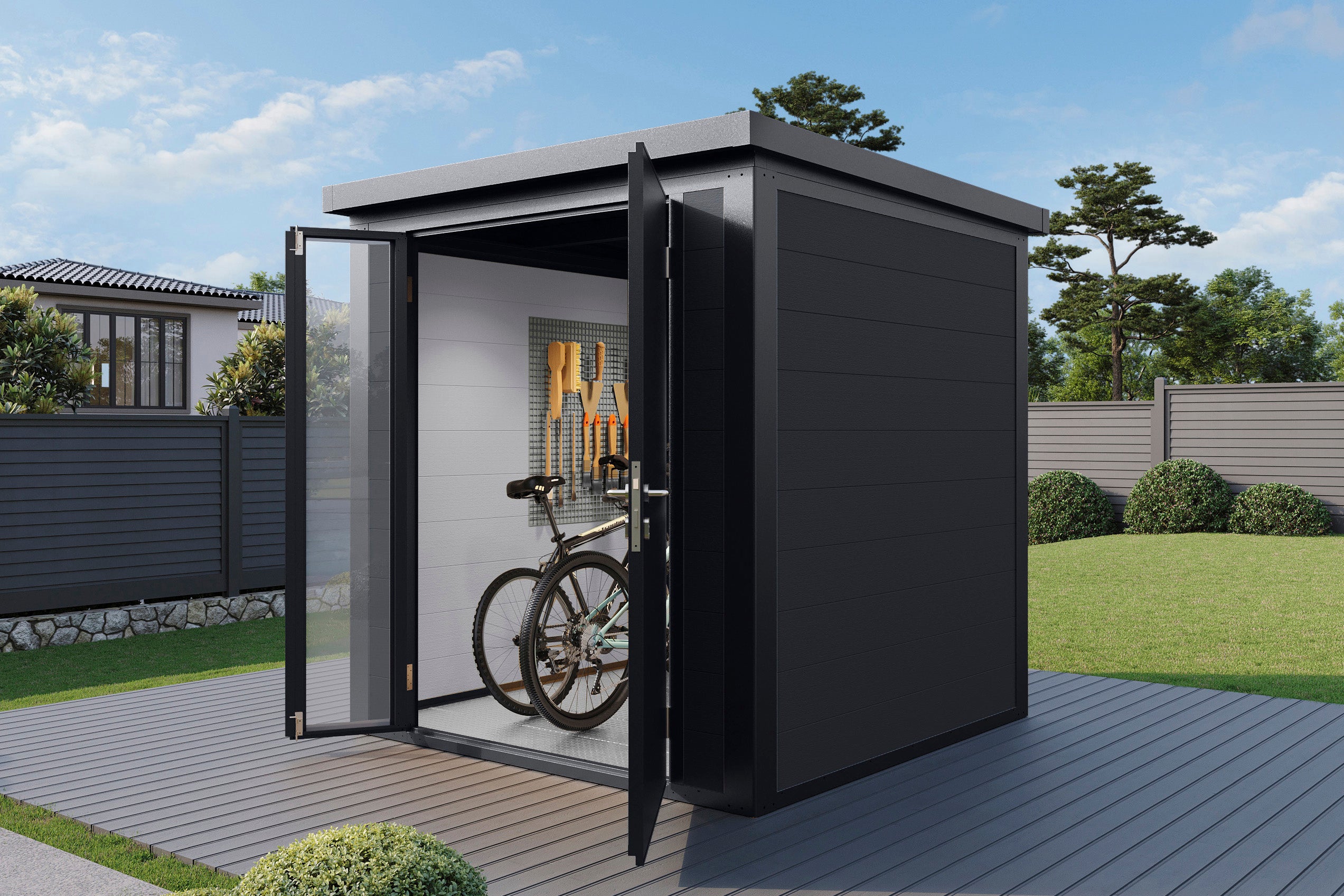 WPC-Gartenhaus / Gerätehaus Asger 2020 19 Anthrazit/Hellgrau - Gartenhaus Herkommer