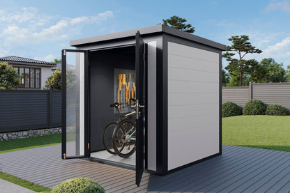 WPC-Gartenhaus / Gerätehaus Asger 2020 19 Anthrazit/Hellgrau - Gartenhaus Herkommer