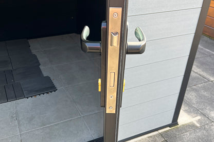 WPC-Gartenhaus / Gerätehaus Tona 6030 28 Anthrazit/Hellgrau