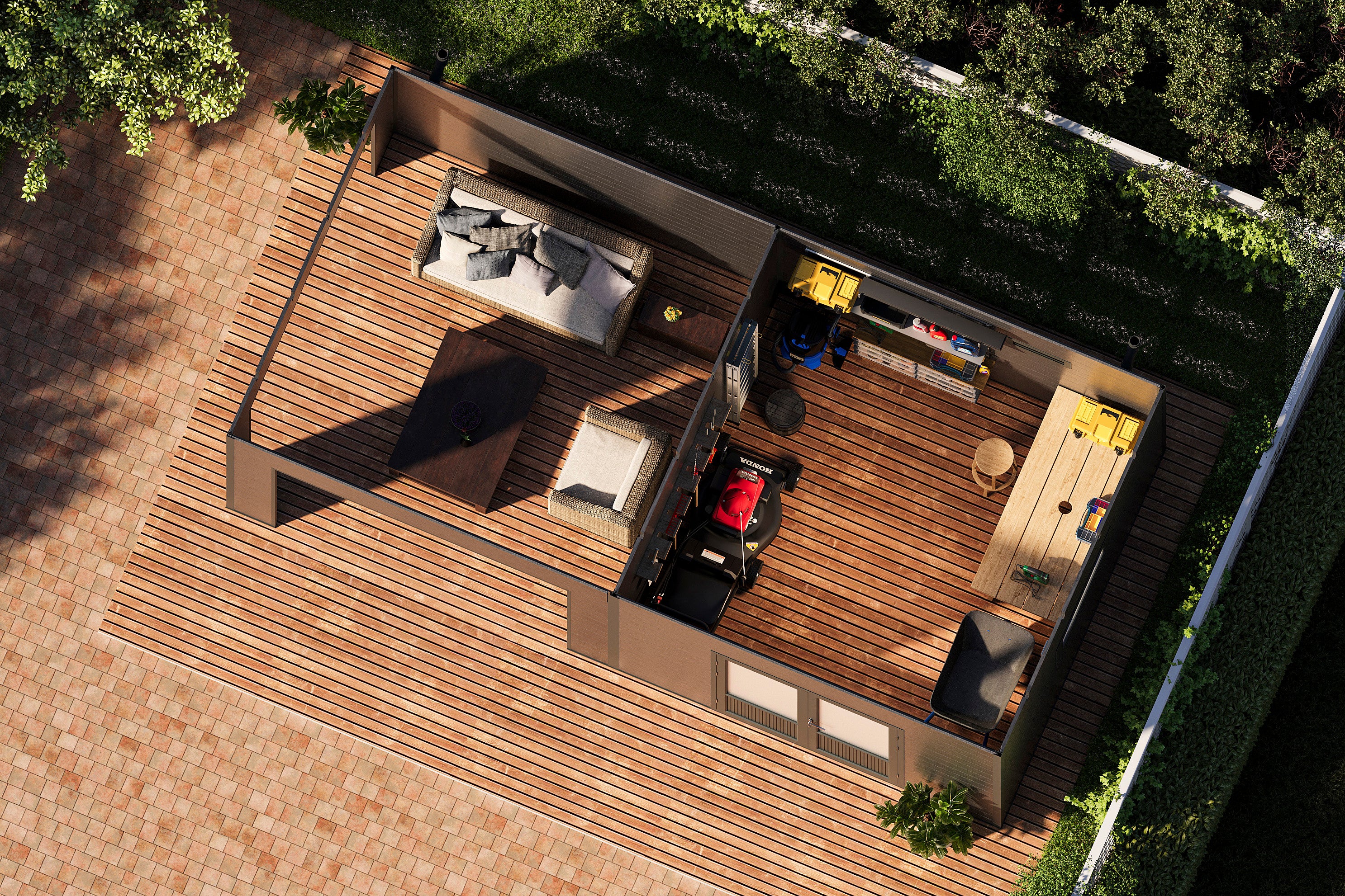 WPC-Gartenhaus / Gerätehaus Tona 6030 28 Anthrazit/Hellgrau