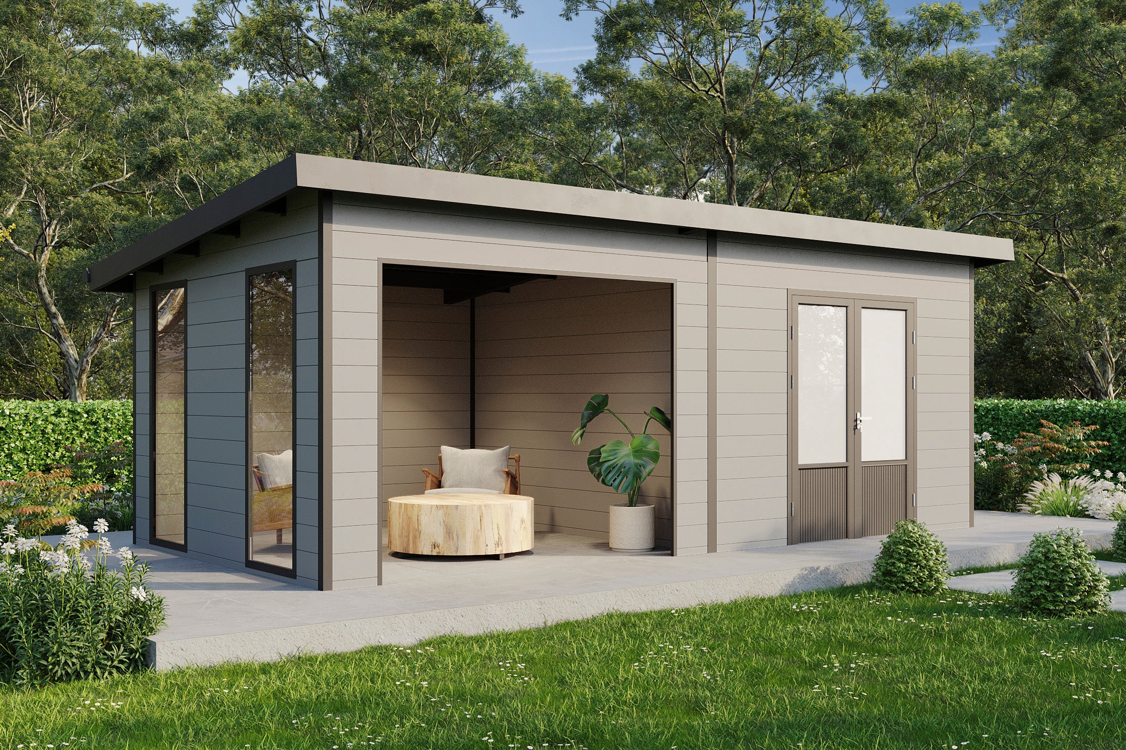 Wandpaket 6030 Hellgrau - Gartenhaus Herkommer