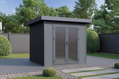 WPC-Gartenhaus / Gerätehaus Avela 2424 28 AnthrazitSchiefergrau - Gartenhaus Herkommer