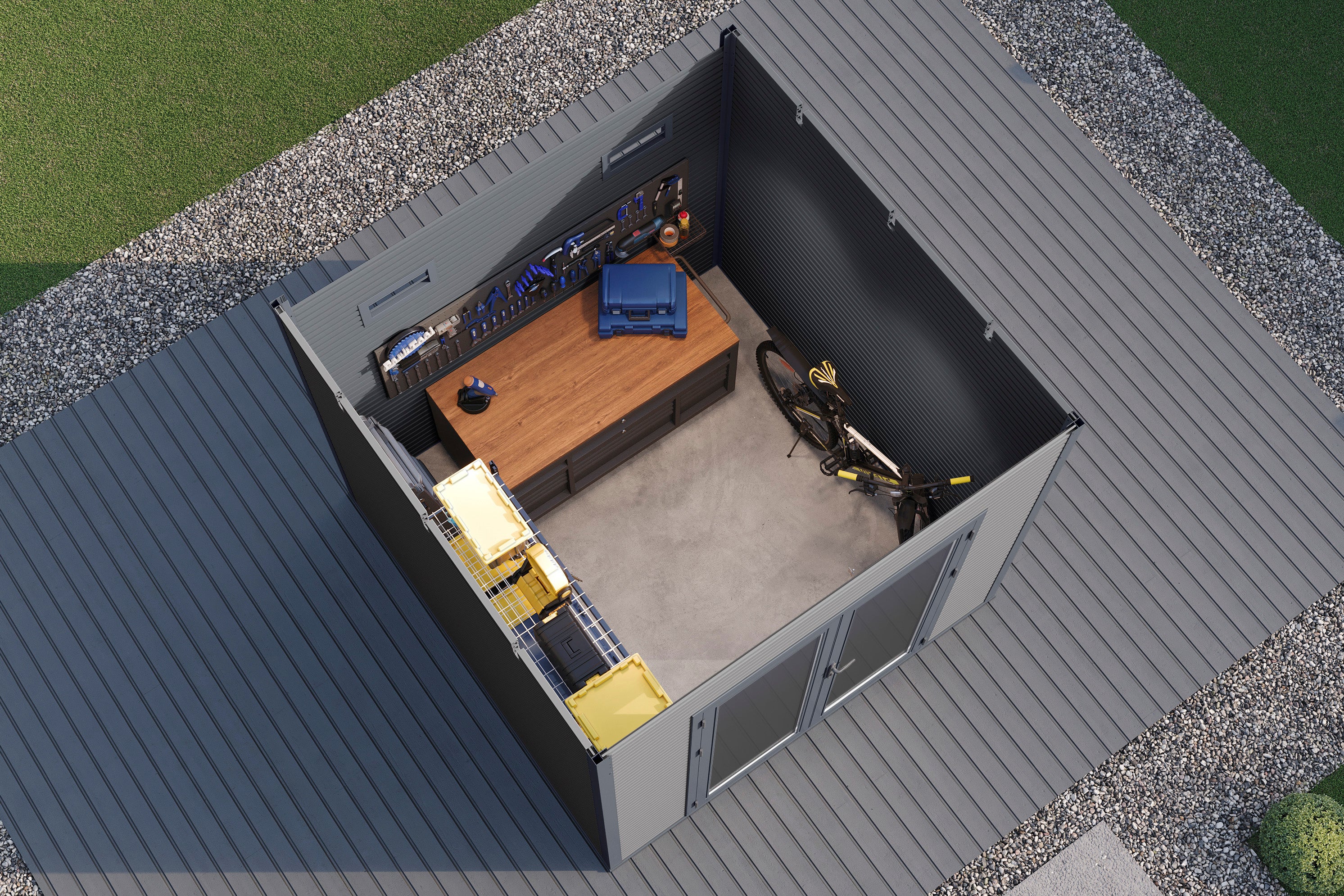 WPC-Gartenhaus / Gerätehaus Avela 2424 28 AnthrazitSchiefergrau - Gartenhaus Herkommer