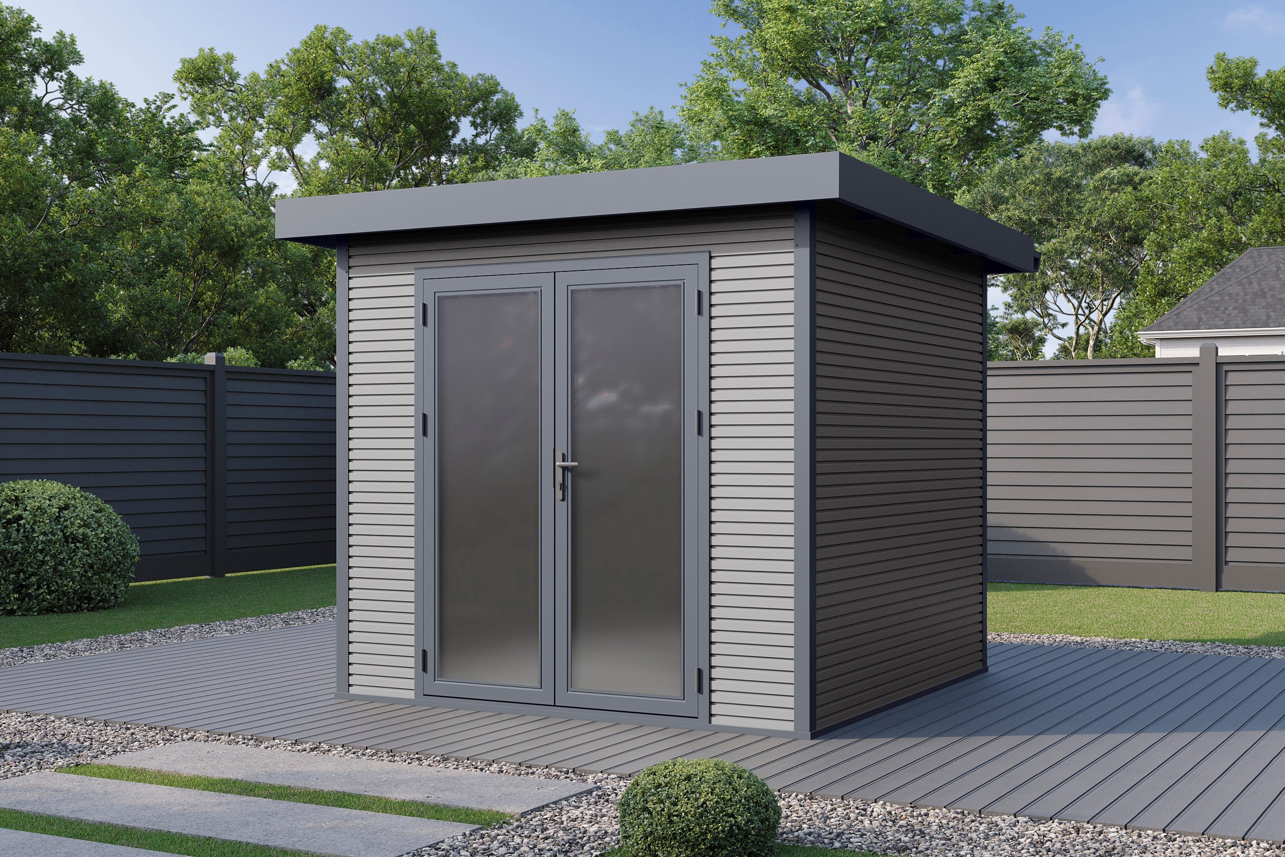 WPC-Gartenhaus / Gerätehaus Avela 2424 28 AnthrazitSchiefergrau - Gartenhaus Herkommer