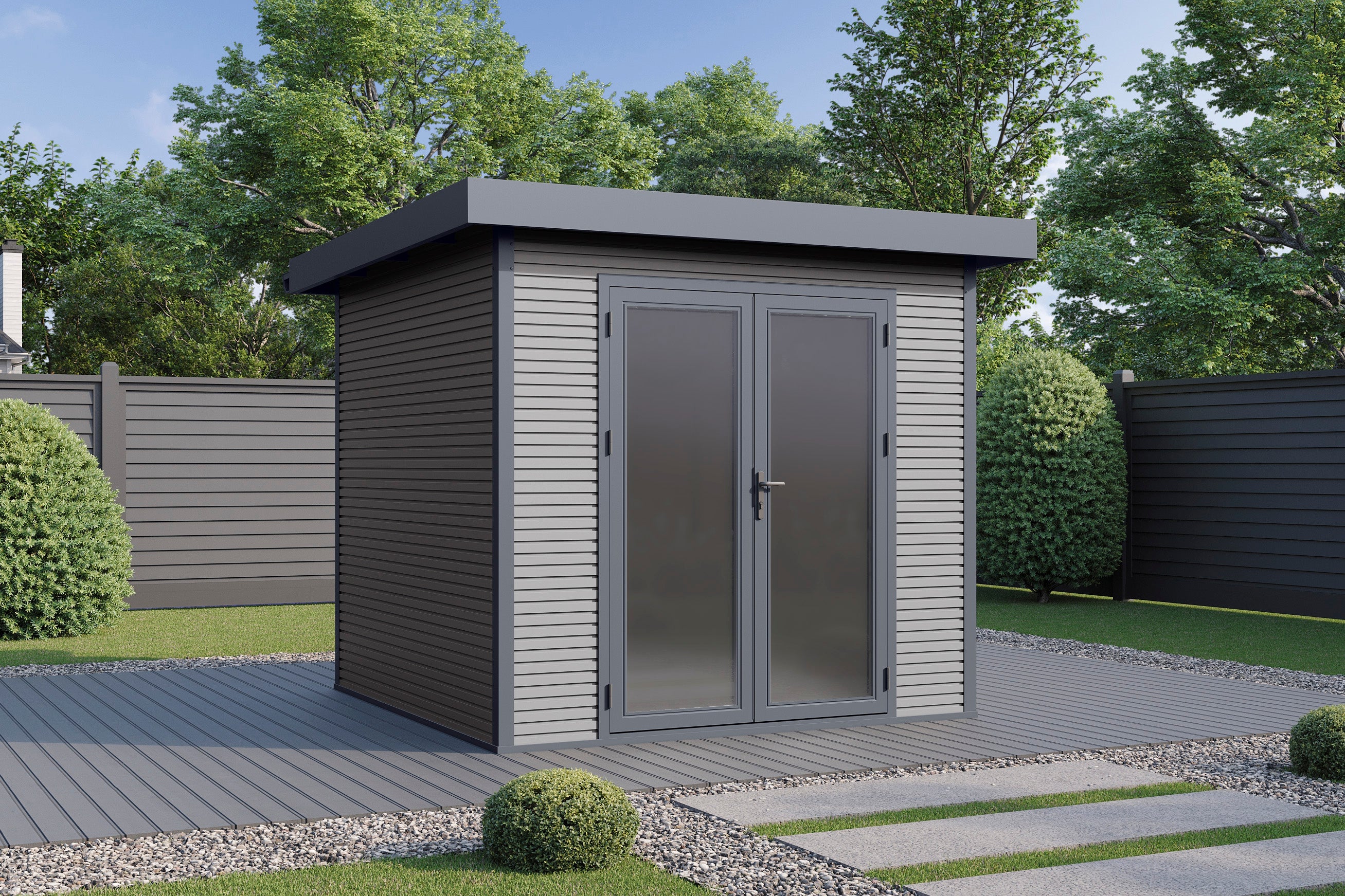 WPC-Gartenhaus / Gerätehaus Avela 2424 28 AnthrazitSchiefergrau - Gartenhaus Herkommer