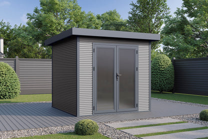 WPC-Gartenhaus / Gerätehaus Avela 2424 28 AnthrazitSchiefergrau - Gartenhaus Herkommer