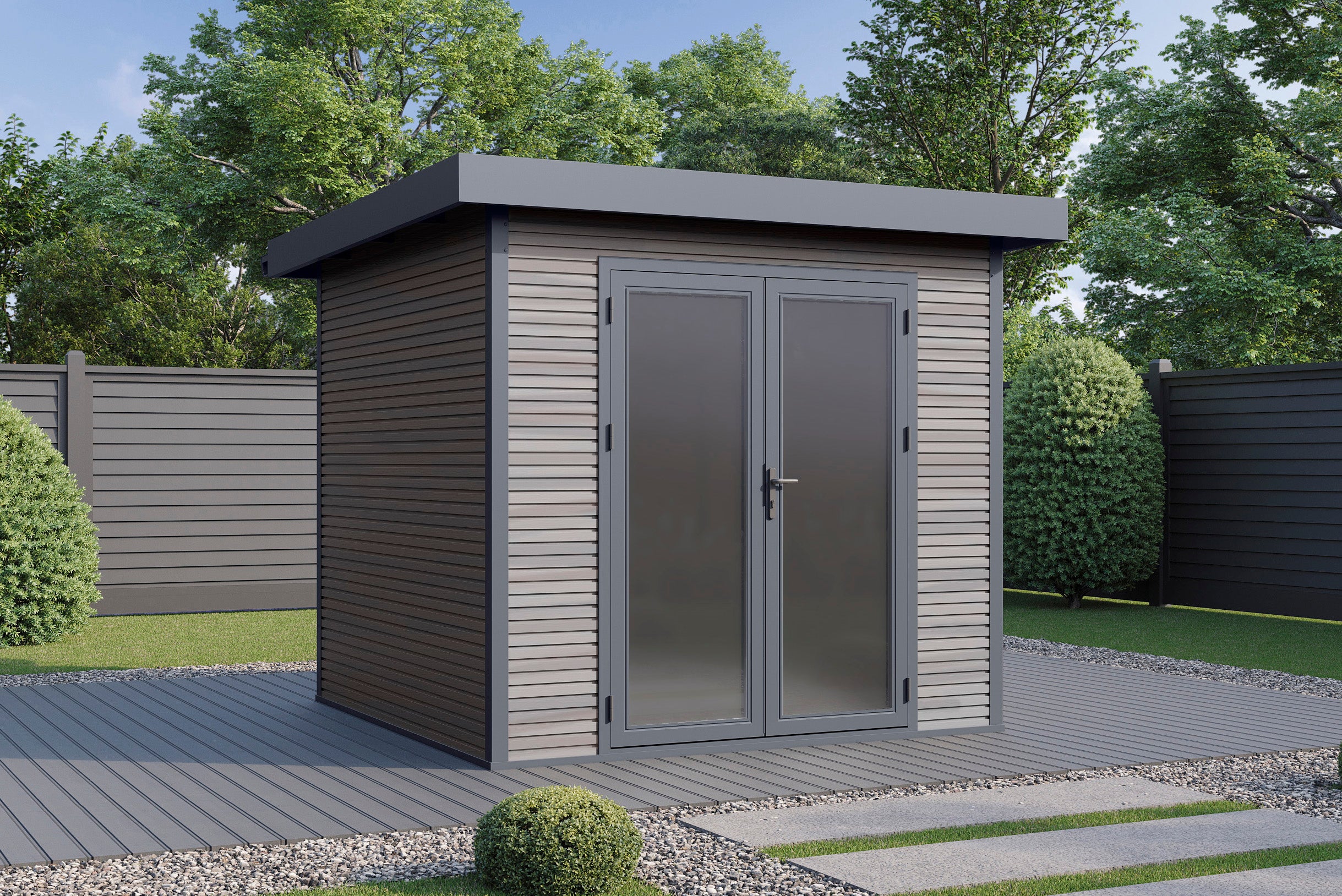WPC-Gartenhaus / Gerätehaus Avela 2424 28 Anthrazit / Graubraun - Gartenhaus Herkommer